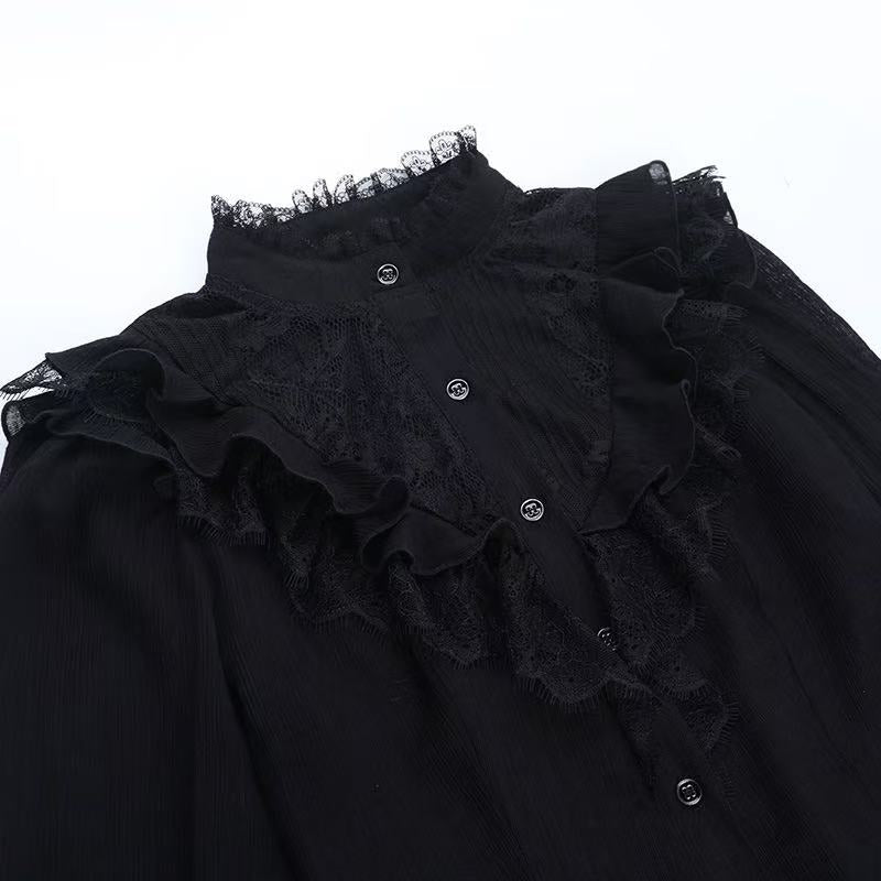 Gothic Lace Ruffle Blouse