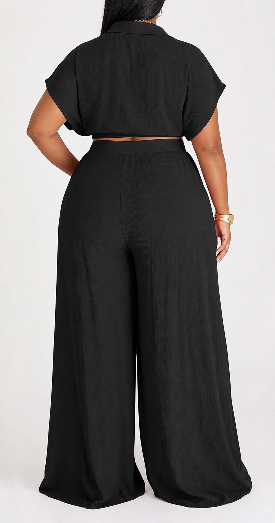 White Crop Top & Wide-Leg Pants Set