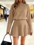 Mock Neck Long Sleeve Mini Dress