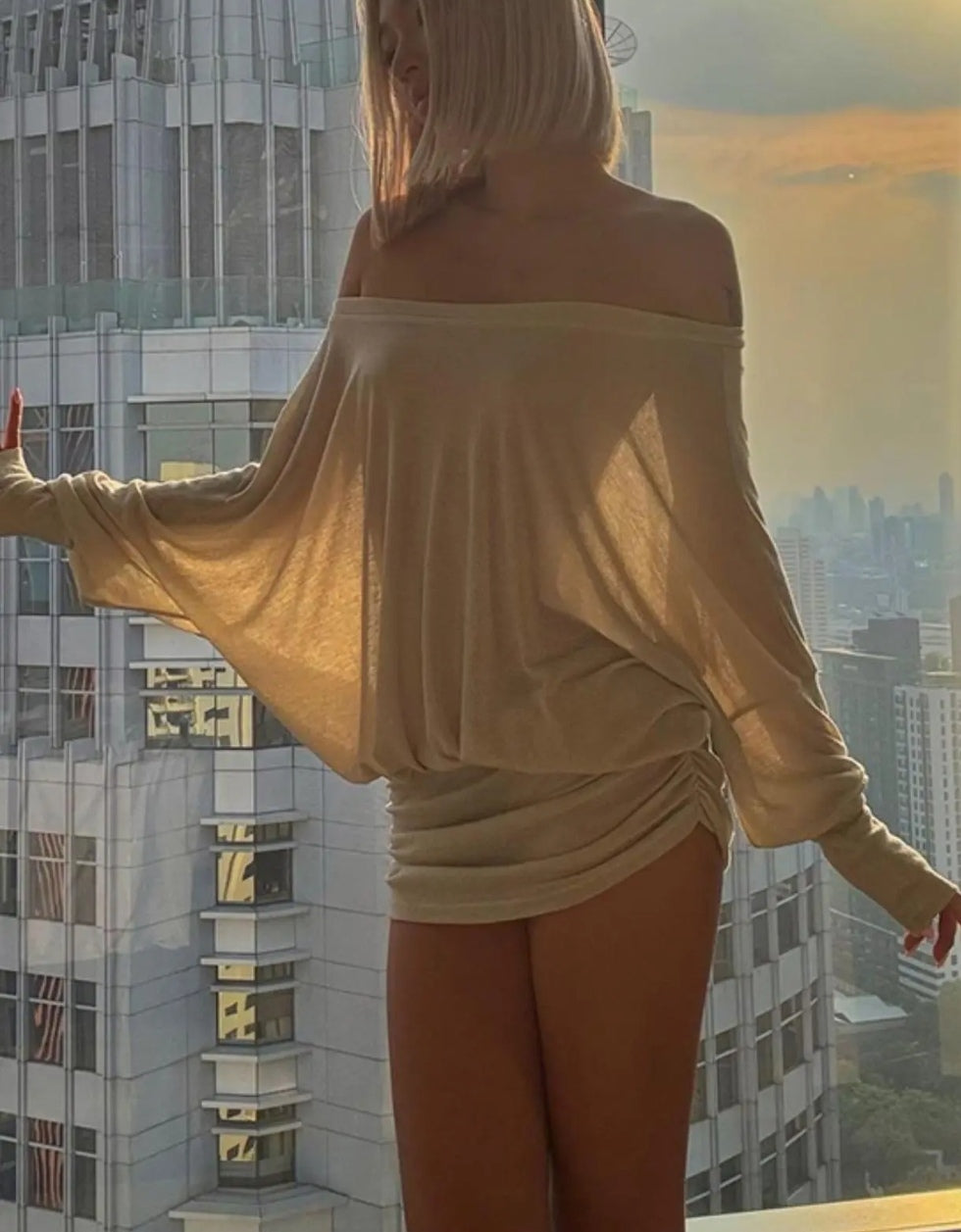 Off-Shoulder Batwing Mini Dress