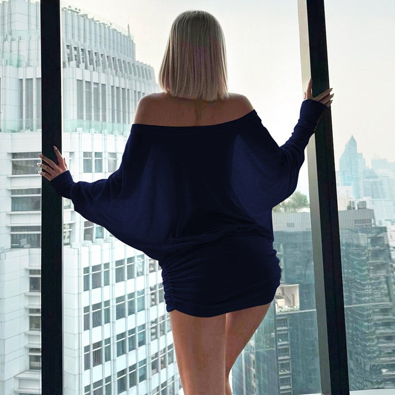 Off-Shoulder Batwing Mini Dress