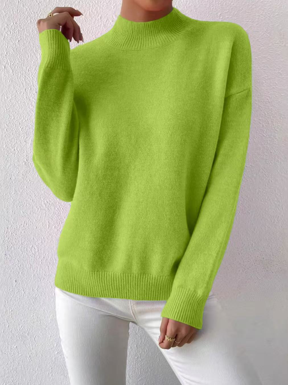 Mock Neck Solid Knit Sweater