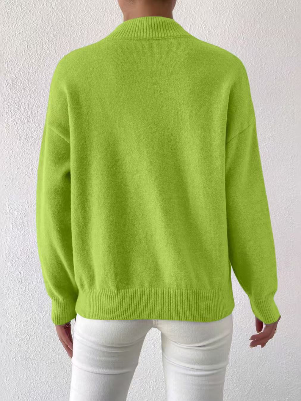 Mock Neck Solid Knit Sweater