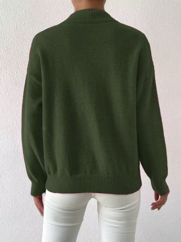 Mock Neck Solid Knit Sweater