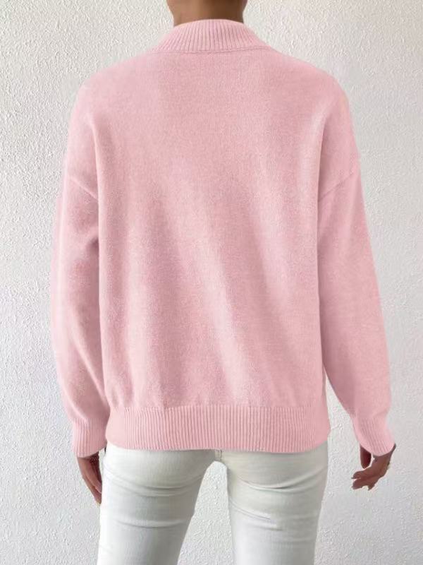 Mock Neck Solid Knit Sweater