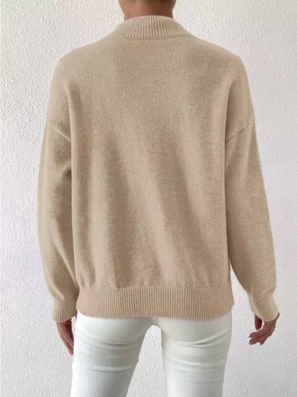 Mock Neck Solid Knit Sweater