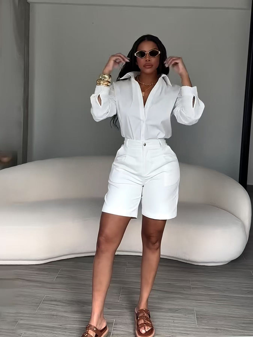 Long Sleeve Shirt & Shorts Set