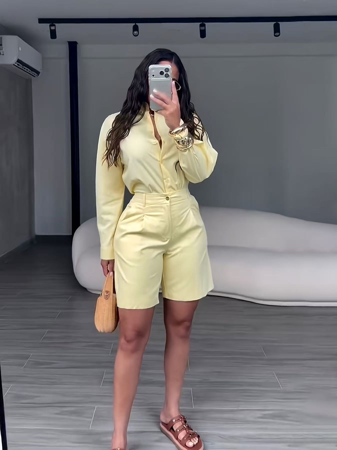 Long Sleeve Shirt & Shorts Set