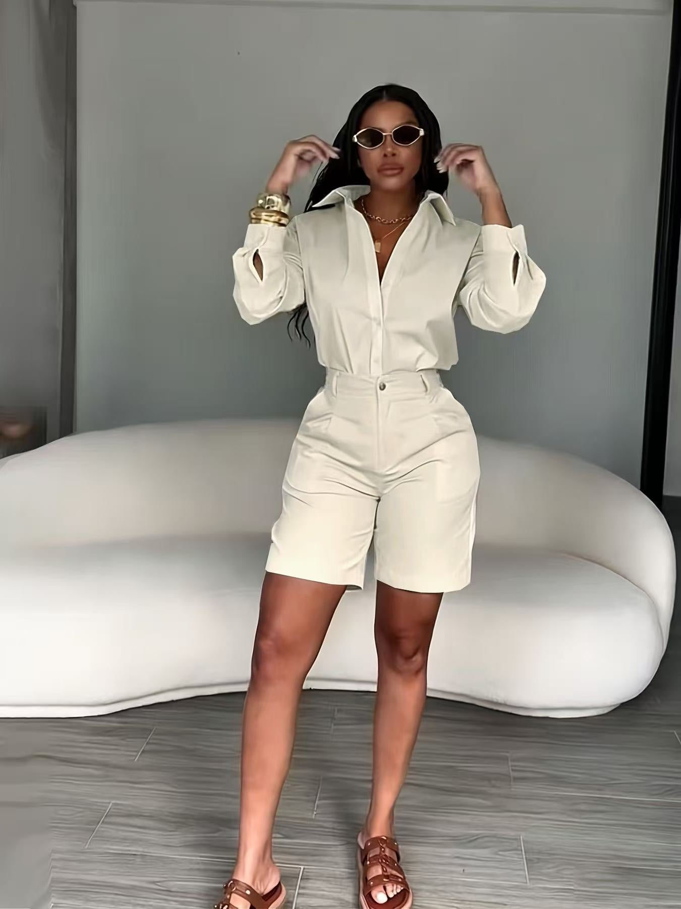 Long Sleeve Shirt & Shorts Set