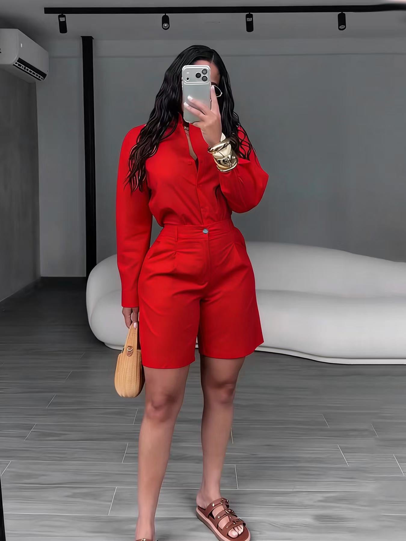Long Sleeve Shirt & Shorts Set