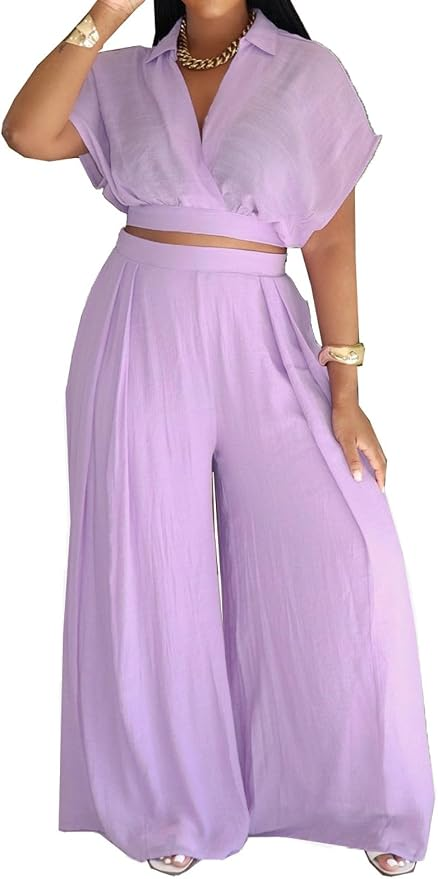 White Crop Top & Wide-Leg Pants Set