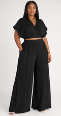 White Crop Top & Wide-Leg Pants Set