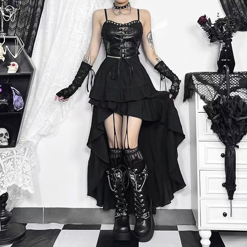 Gothic Hi-Low Ruffle Skirt