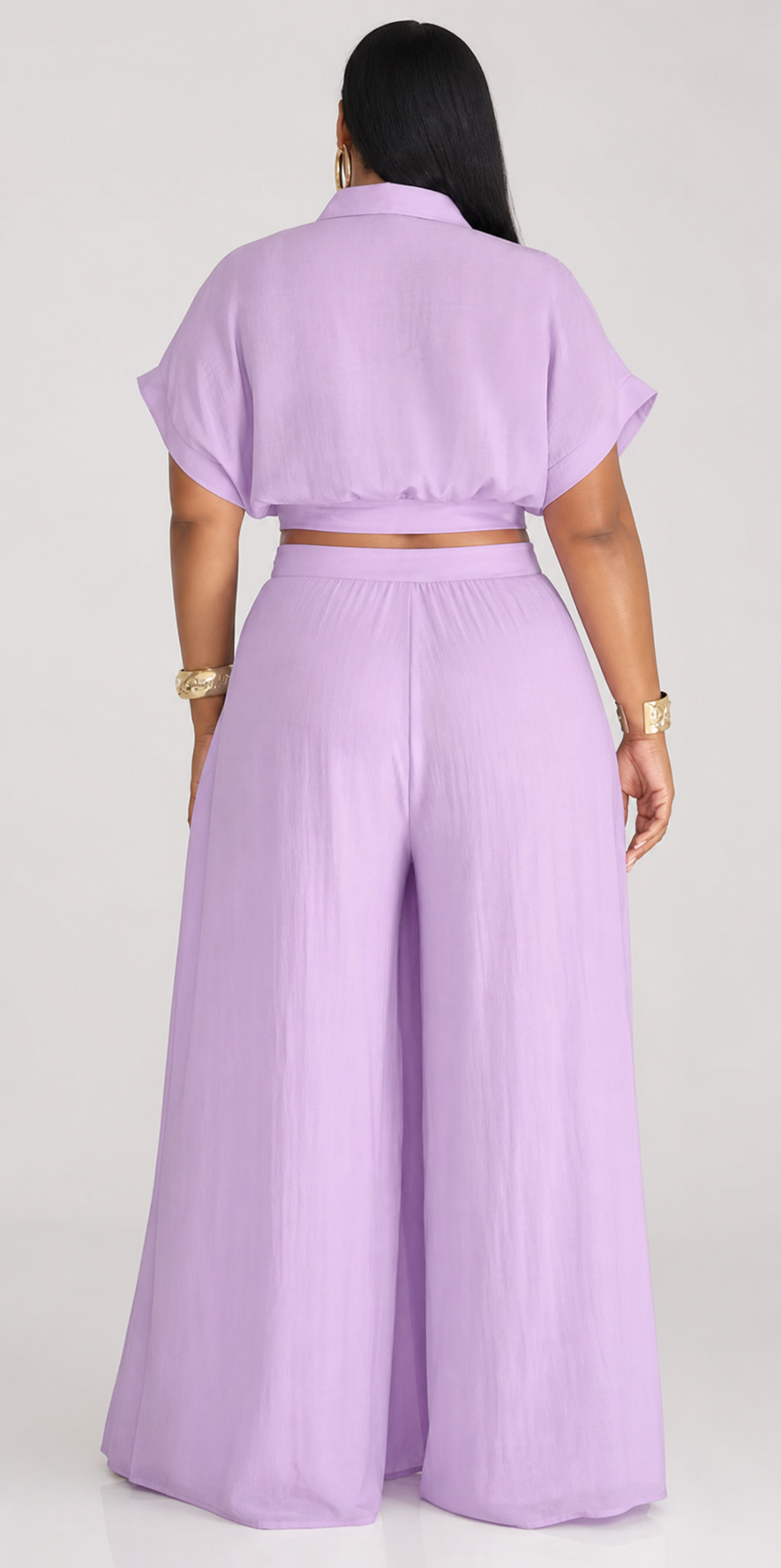 White Crop Top & Wide-Leg Pants Set