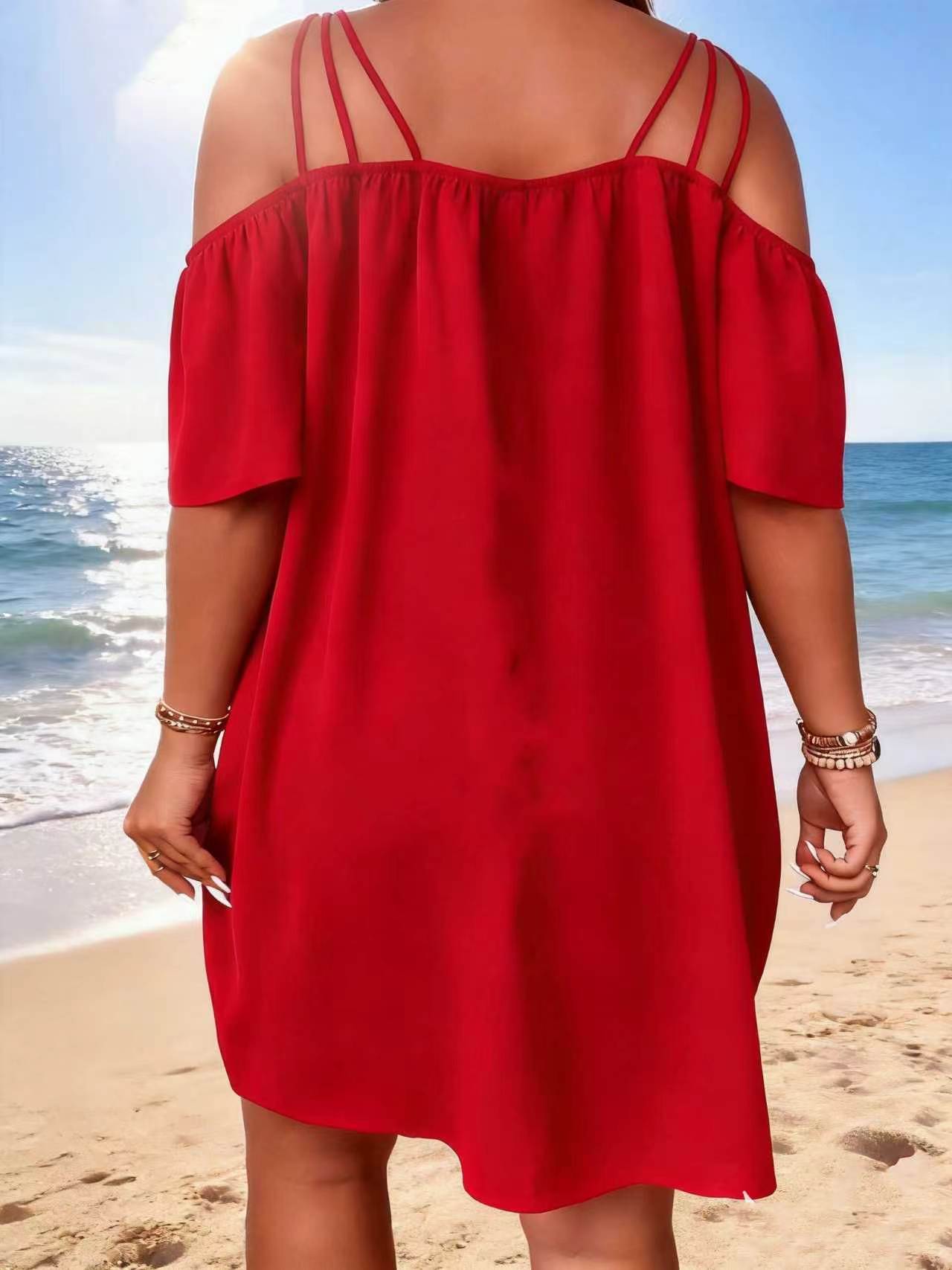Off-Shoulder Short Dress Plus Size