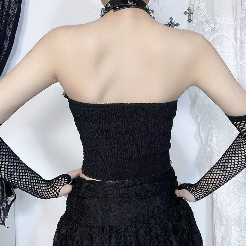 Gothic Cross Chain Lace Bustier Top