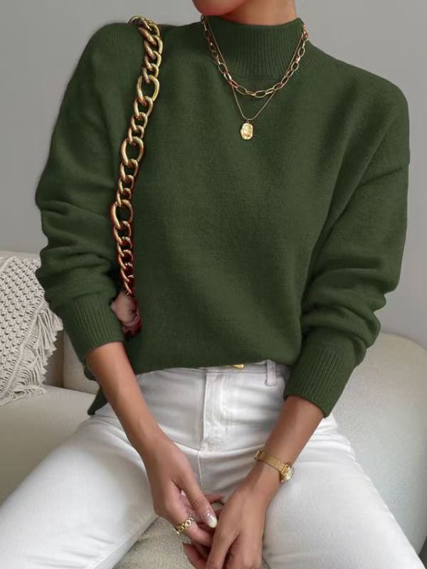 Mock Neck Solid Knit Sweater