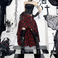 Gothic Red Plaid Layered Skirt