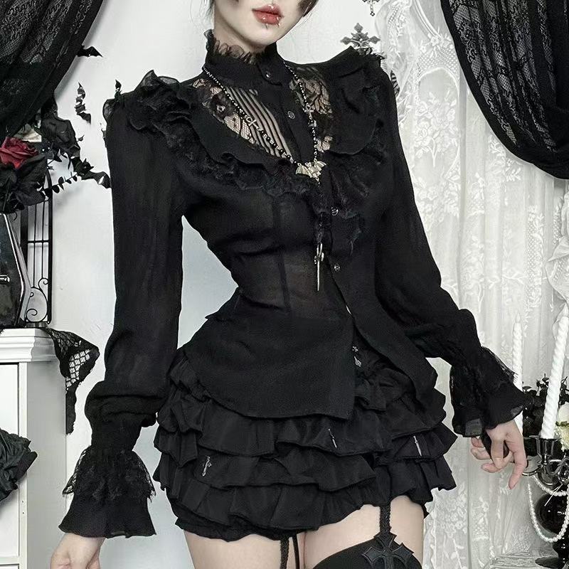 Gothic Lace Ruffle Blouse